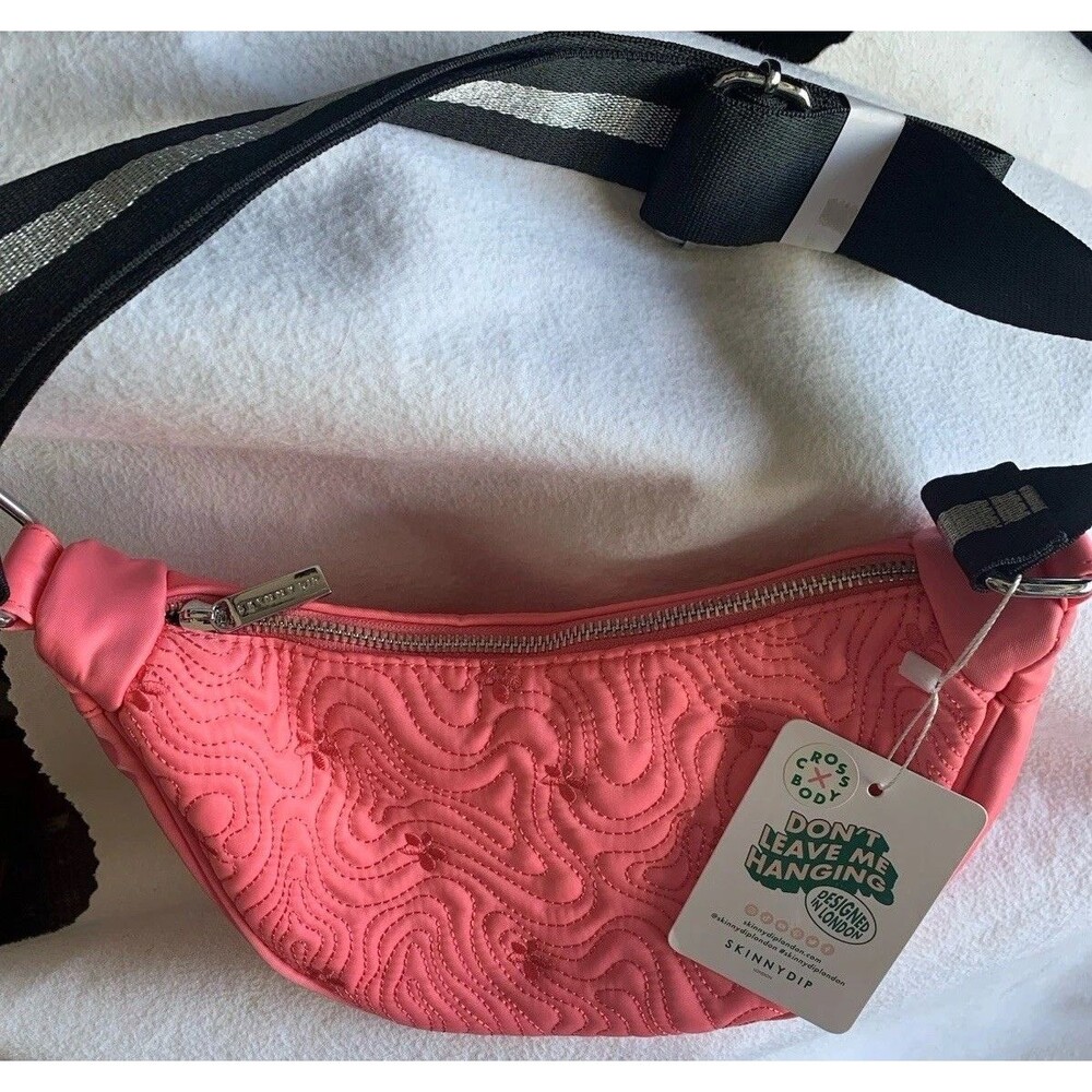 Embroidered Pink Fanny Pack XL Women Bum Belt Bag Crossbody Adjustable Travel